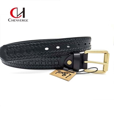 Copper Buckle Genuine Leather Braided Belt , Antiwear Ladies Black Belts For Dresses